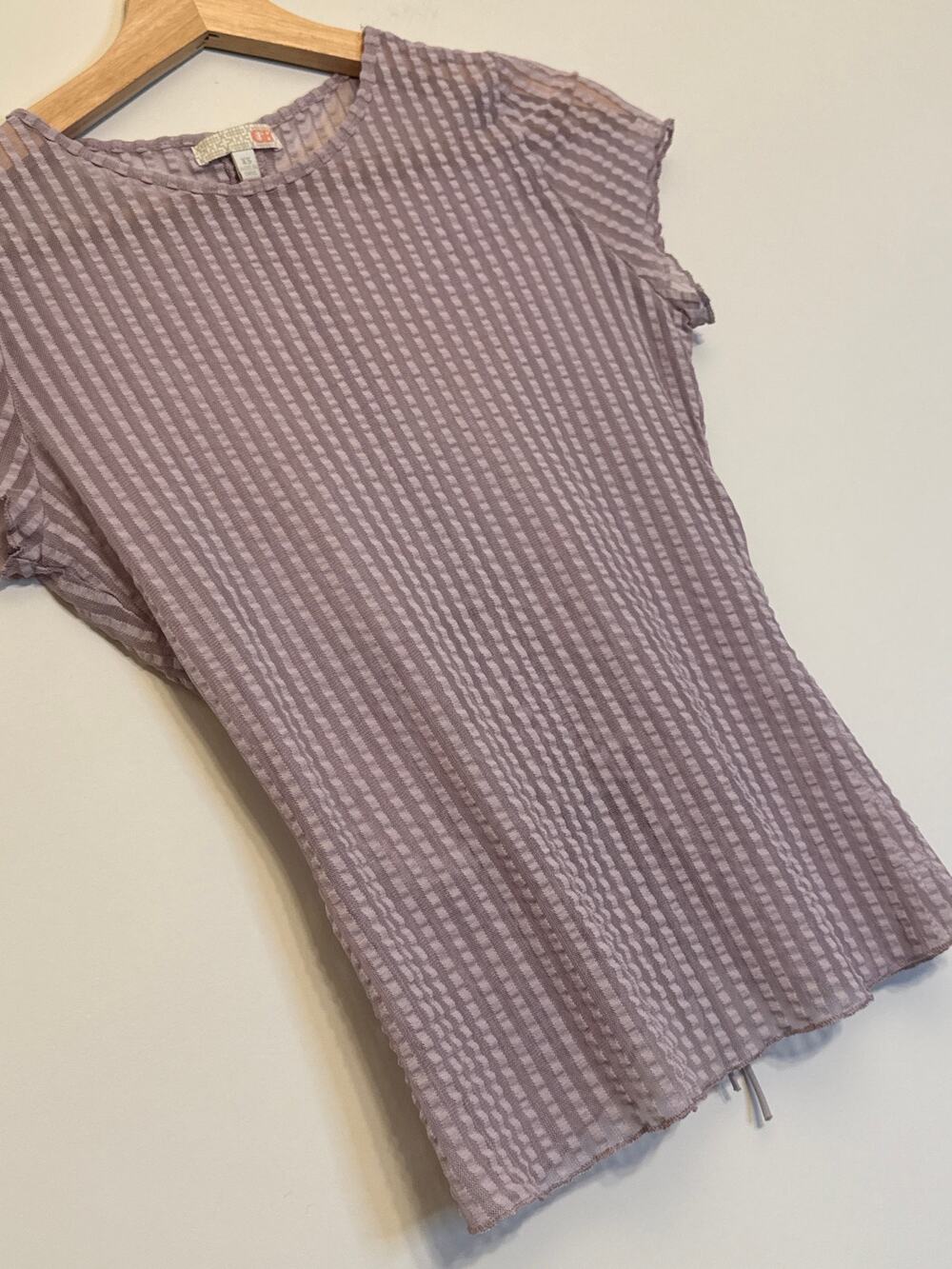 GB Lavender Textured Stripe Ruched Back Top XS